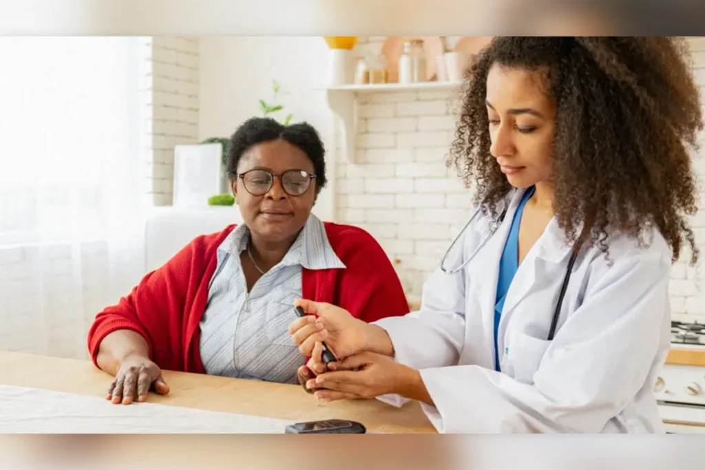 Certified diabetes care specialist helping a patient manage diabetes